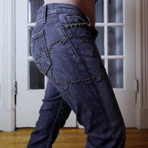 Guess Premium Rose Studded Flare Jeans